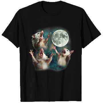Discover Three Possum Moon 3 Opossum Funny Weird Cursed Mem T Shirts