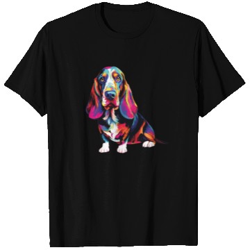 Discover Watercolor Colorful Basset Hound T Shirts