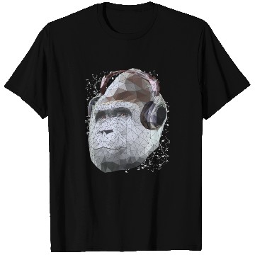 Discover Gorilla with headphones low poly pop art T Shirts