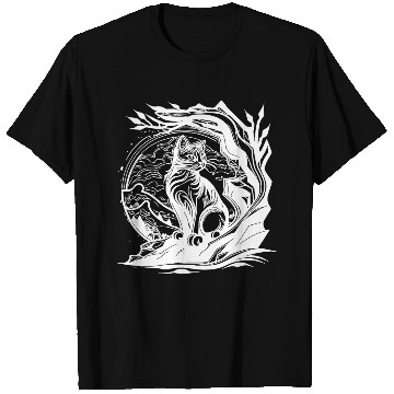 Discover Pretty Little Nature Cat In Tattoo Style T Shirts