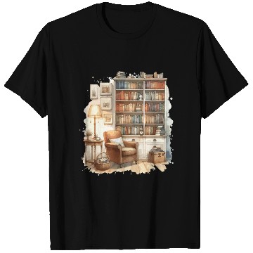 Discover Cozy home library in watercolor T Shirts