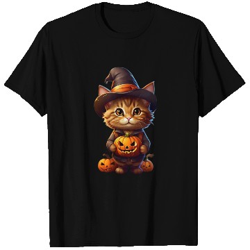 Discover Orange Cat in Witch Costume T Shirts