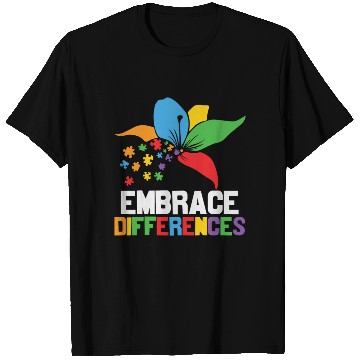 Discover Embrace Differences Autism Flower 2 T Shirts