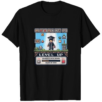 Discover Pixel Perfect Grad: Level Up - Class of 2024 T Shirts