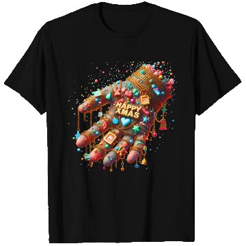 Discover Hand with HAPPY XMAS text T Shirts