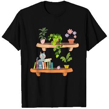 Discover Plants Cats And Books Bookish Cat Aesthetic- Funny T Shirts