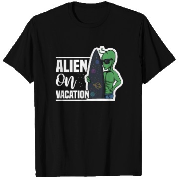 Discover Alien Surf Vacation Beach, Summer Sun Sea Surfers T Shirts