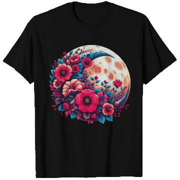 Discover Floral Moon - Crescent Moon Wildflower Botanical T Shirts