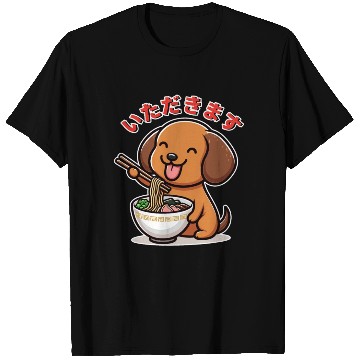 Discover Dachshund Eat Ramen Itadakimasu T Shirts