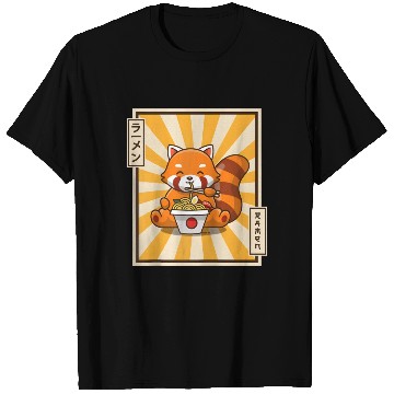 Discover Red Panda Eating Japanese Ra Kawaii Red Panda Base T Shirts