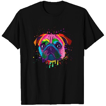 Discover Colorful Pug Head T Shirts