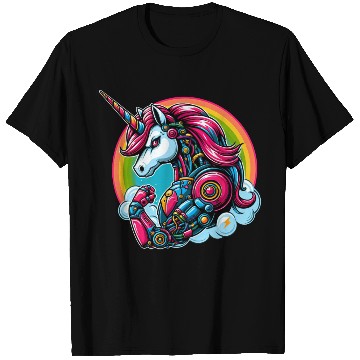 Discover Unicorn Robot Cyborg Rainbow Science Fiction T Shirts