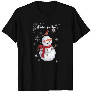 Discover Winter Buddies snowman and bird T Shirts