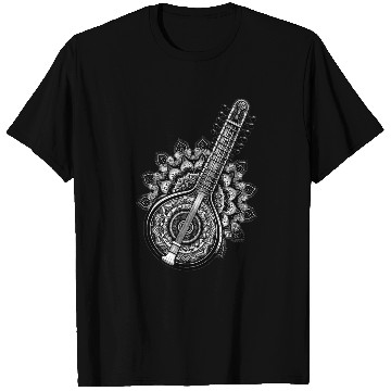 Discover Sitar with complex Indian mandala pattern T Shirts