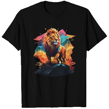 Discover Fantasy Majestic Colourful Lion Polygon Art Design T Shirts