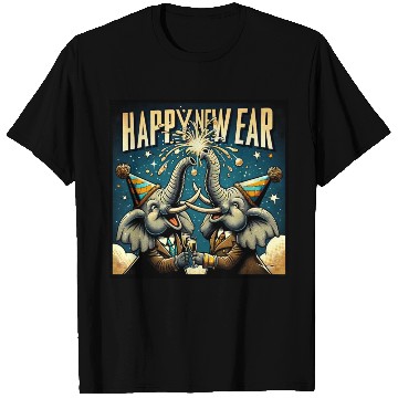 Discover New Year's Eve Elephant Cheers with Champagne T Shirts