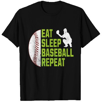Discover Eat Sleep Baseball Repeat Baseball Player T Shirts