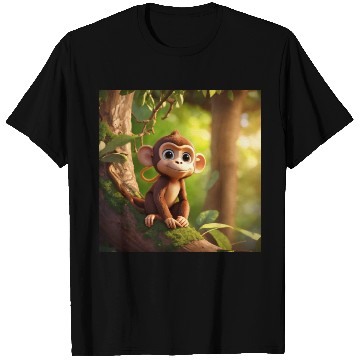 Discover A cute cartoon monkey in a tree 1 T Shirts