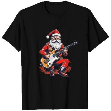 Discover Santa claus playing a guitar T Shirts