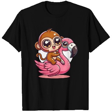 Discover Monkey Rider on a Flamingo T Shirts