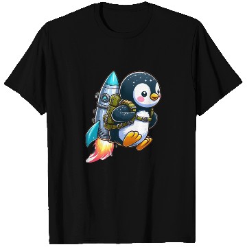 Discover Penguin with jetpack T Shirts