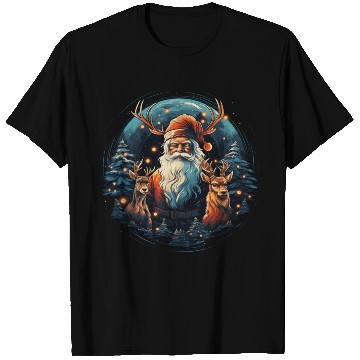 Discover Santa Claus and his reindeer T Shirts