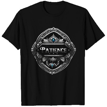 Discover SILVER BLACK PATIENCE TEXT AI GENERATED T Shirts