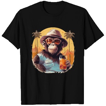 Discover Cool Monkey With Drink Funny Animals Chimpanzee T Shirts