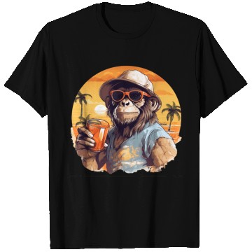 Discover Cool Monkey With Drink Funny Animals Chimpanzee T Shirts
