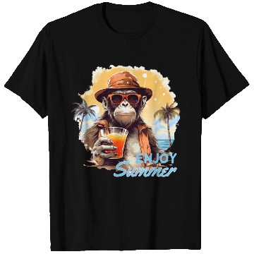 Discover Cool Monkey With Drink Funny Animals Chimpanzee T Shirts