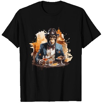 Discover Cool Business Monkey with Drink Chimpanzee T Shirts