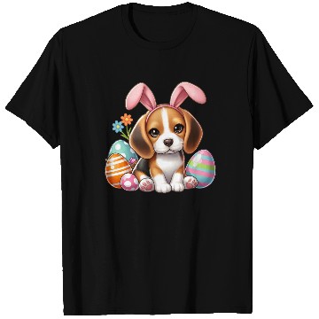 Discover Beagle with bunny ears and easter eggs T Shirts