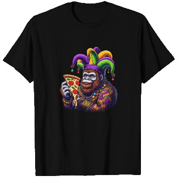 Discover Mardi Gras Bigfoot with Fool's Hat Pizza T Shirts