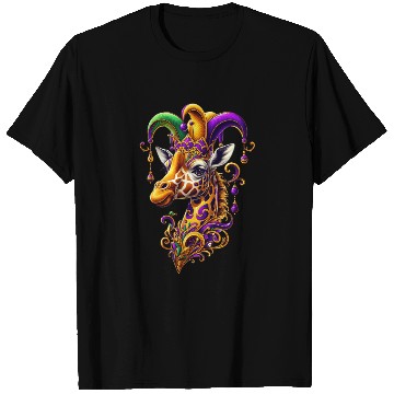 Discover Mardi Gras giraffe with fool's hat T Shirts
