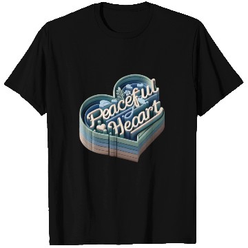 Discover 3D Peaceful Heart Typography Design T Shirts