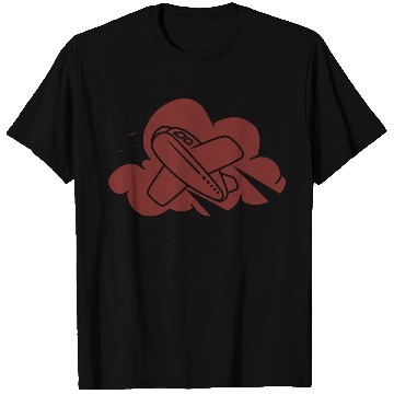 Discover an airplane flying through the clouds T Shirts