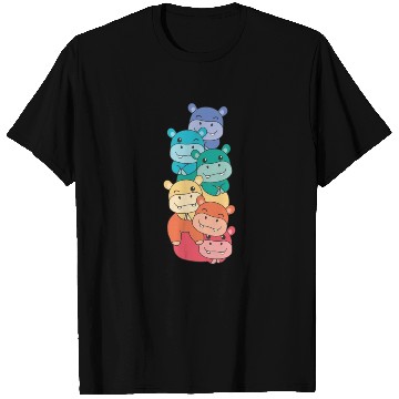 Discover Rainbow Flag Pride Lgbtq Cute Hippo Stack T Shirts