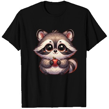 Discover Raccoon with Apple Illustration T Shirts