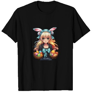 Discover Easter Day Anime Girl Bunny Ear Easter Egg Hunt T Shirts