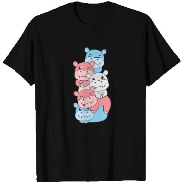 Discover Transgender Flag Pride Lgbtq Cute Hippo Stack T Shirts