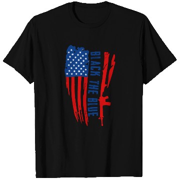 Discover Black the blue American Oilfield USA Flag T Shirts