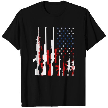 Discover Rifle gun flag T Shirts
