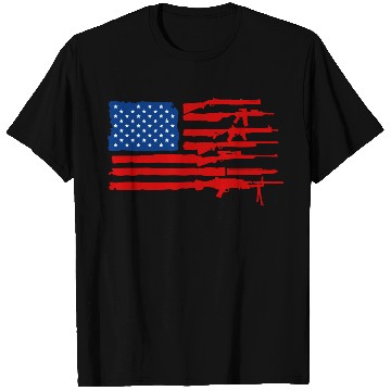 Discover Gun Rifles American Flag T Shirts