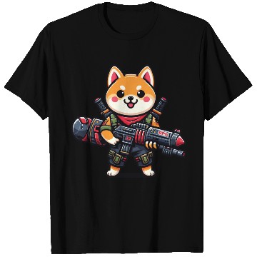 Discover Cute Shiba Inu Dog Play Rocket RPG Cartoon T Shirts