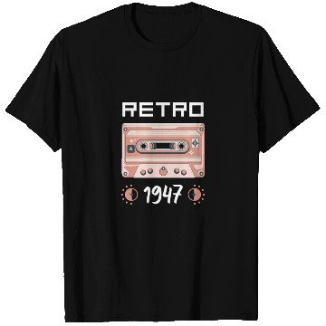 Discover Retro Tape Music Nostalgia Vintage 1947 T Shirts