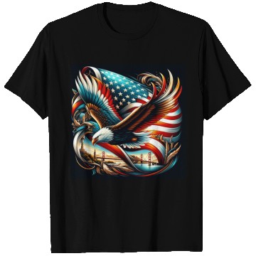 Discover Majestic Eagle & American Flag T Shirts Embrace