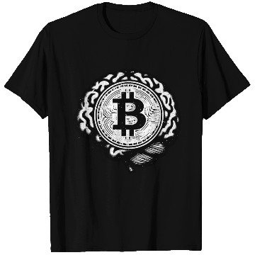 Discover Bitcoin symbol crypto coins brain mindset 4 T Shirts