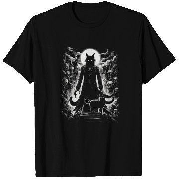 Discover scary horror black cat T Shirts