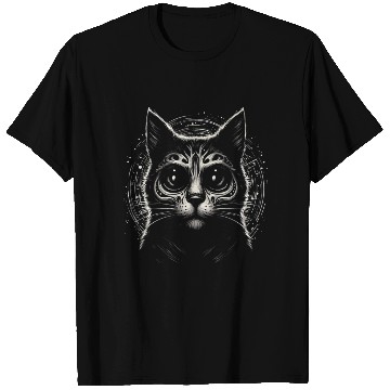 Discover FACE Scary Horror Black Cat T Shirts