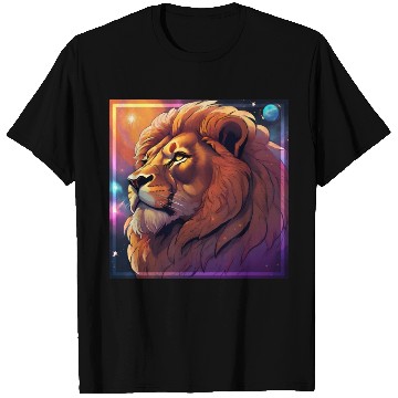 Discover The Majestic Lion with a Cosmic Touch T Shirts